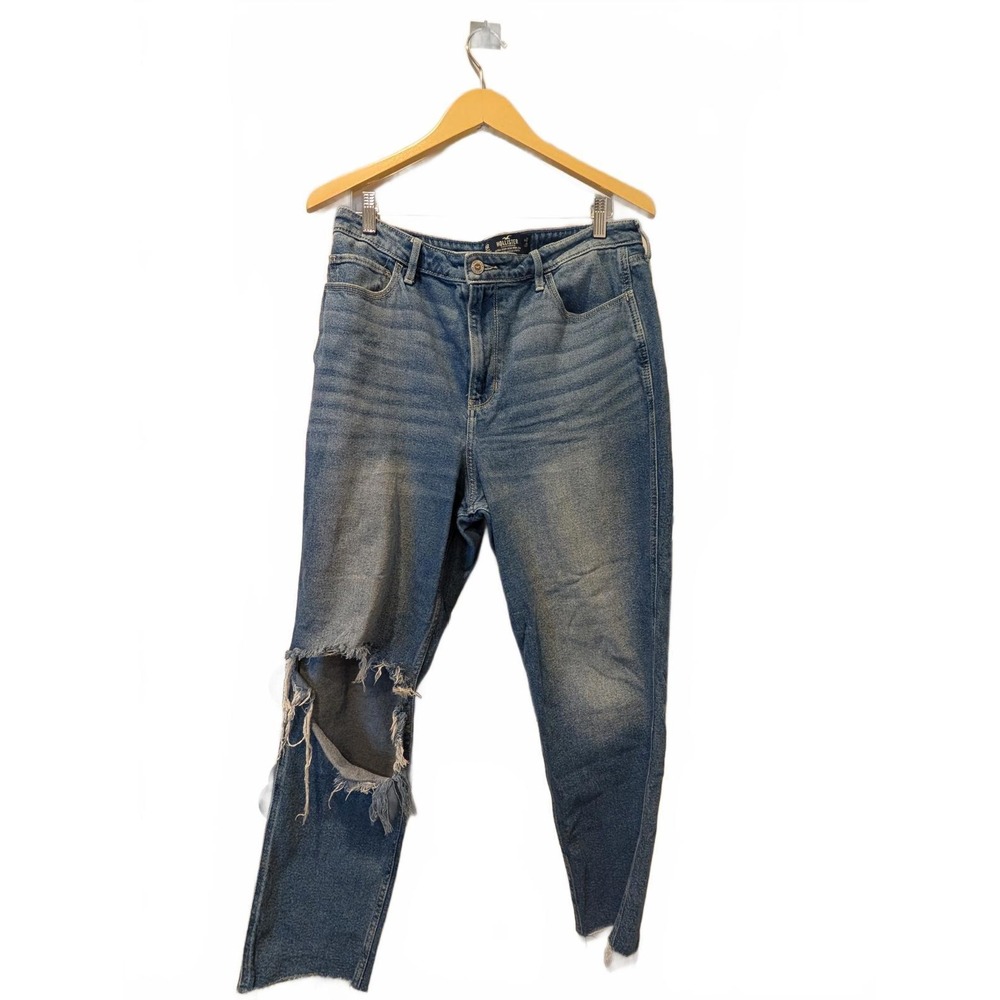 Hollister Ultra High-Rise Mom Jeans - Distressed Denim Size 15R‎ 0160